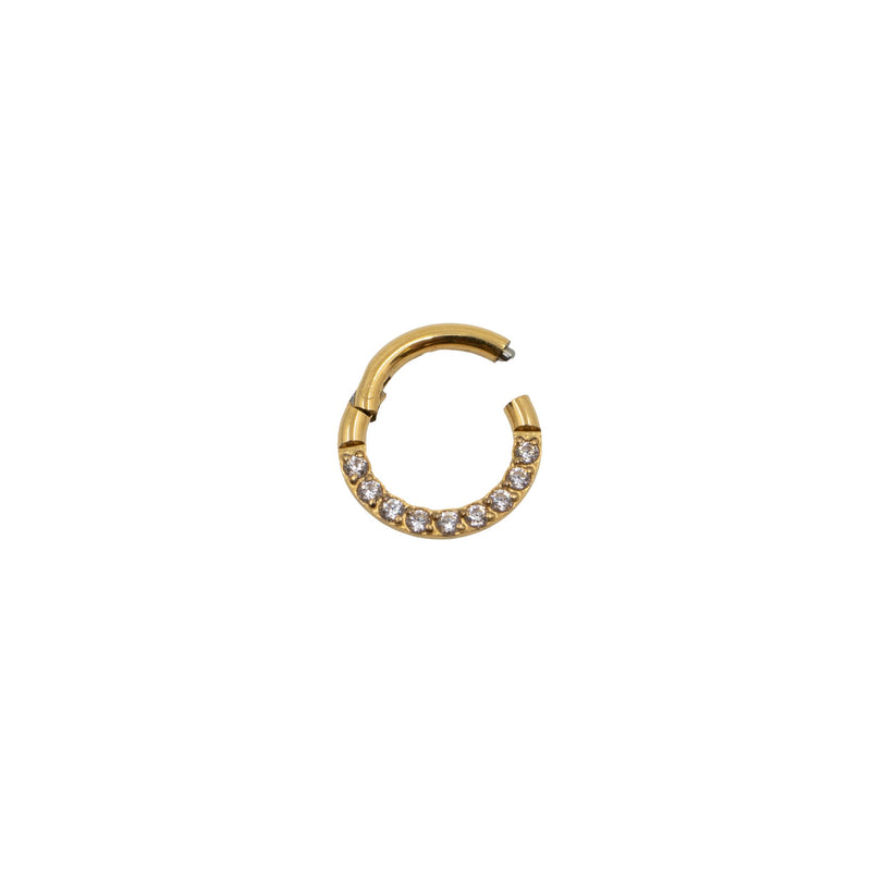 Yellow Gold Hoops Tiny Crystal Clicker Hoop The Curated Lobe
