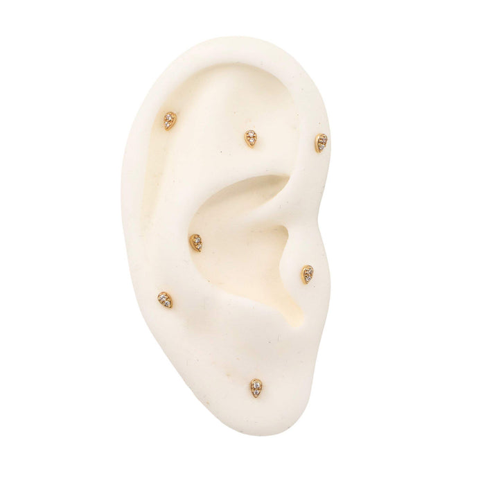 Yellow Gold Studs Tiny Crystal Droplet Earring The Curated Lobe14k gold14k gold topcartilage