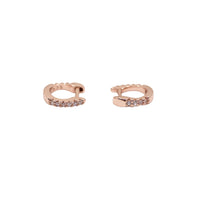Yellow Gold With Black CZ Hoops Tiny Crystal Huggie Hoops - Set of 2 The Curated Lobegold vermeilhoopslobe