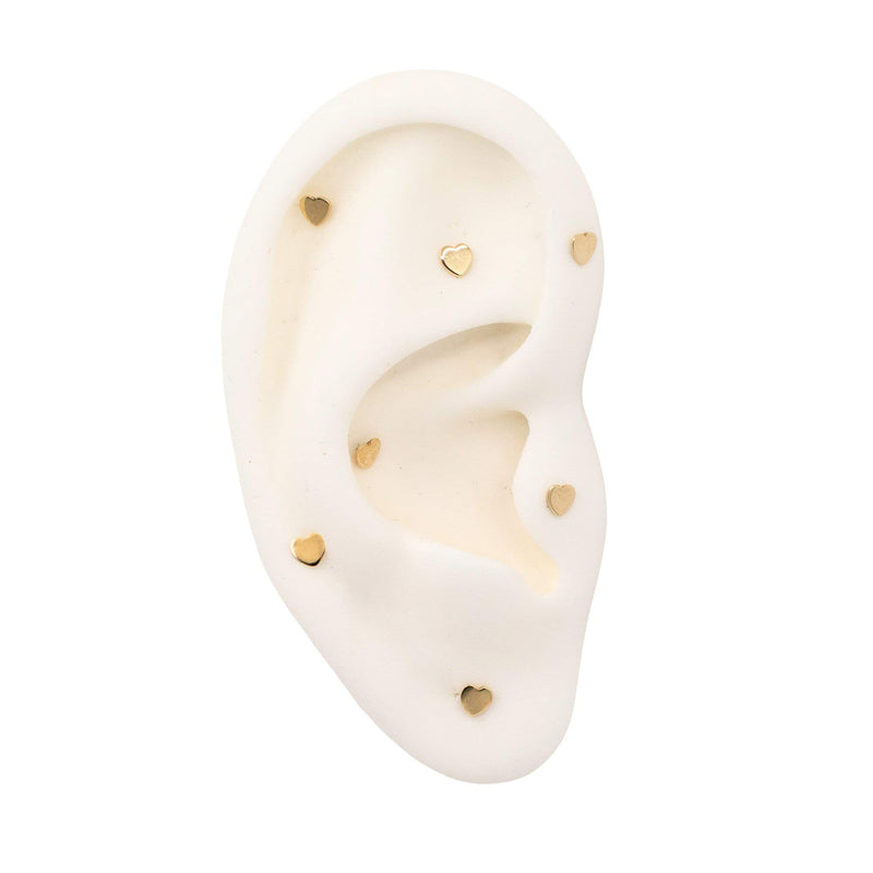 Yellow Gold Studs Tiny Heart Earring The Curated Lobe