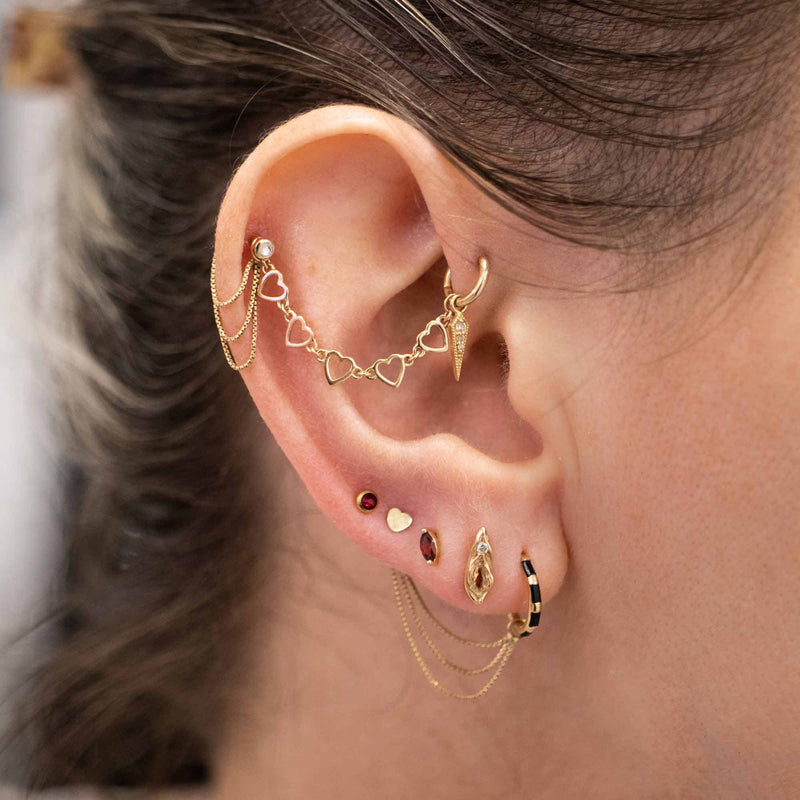 Yellow Gold Studs Tiny Heart Earring The Curated Lobe
