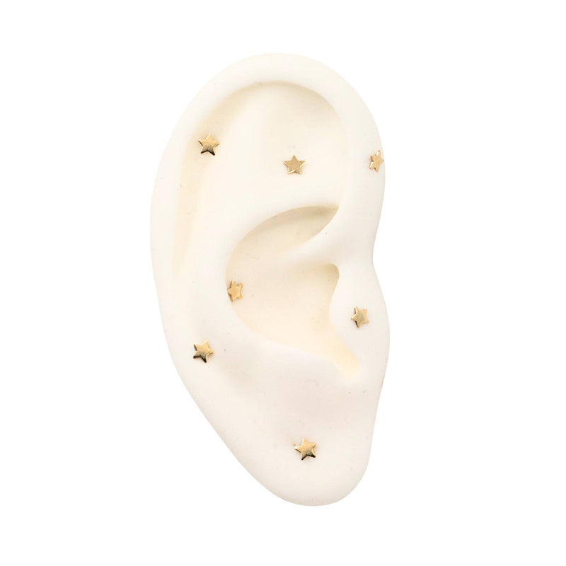 Yellow Gold Studs Tiny Star Earring The Curated Lobe
