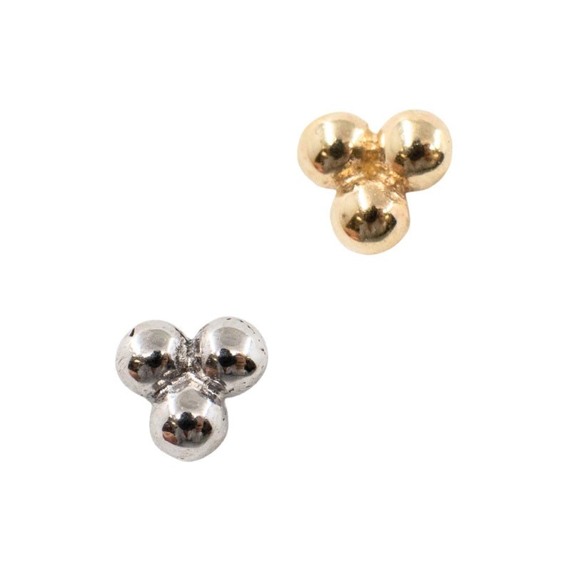 Yellow Gold Studs Triple Ball Earring The Curated Lobe