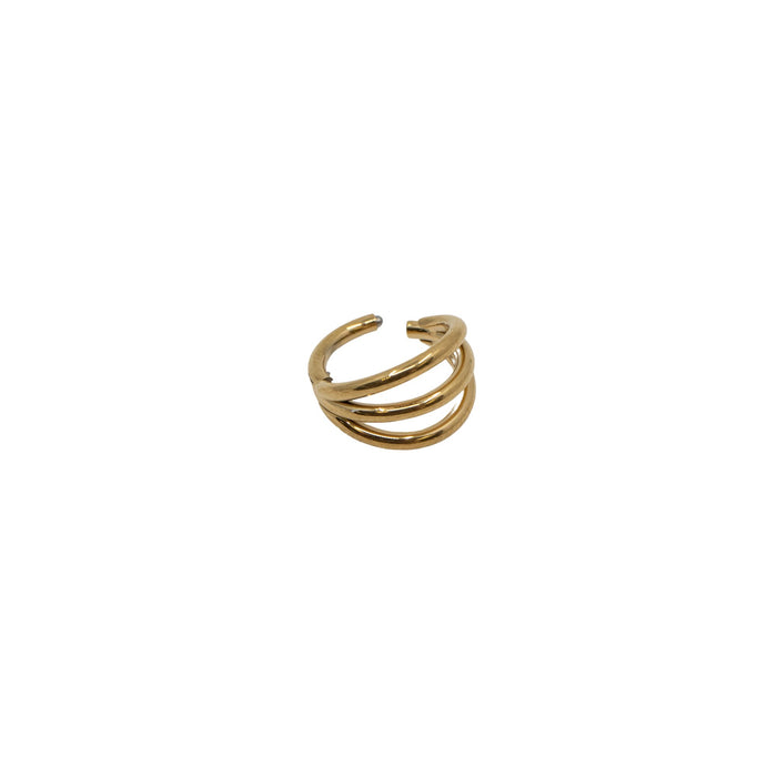 Yellow Gold Hoops Triple Band Clicker Hoop The Curated Lobe