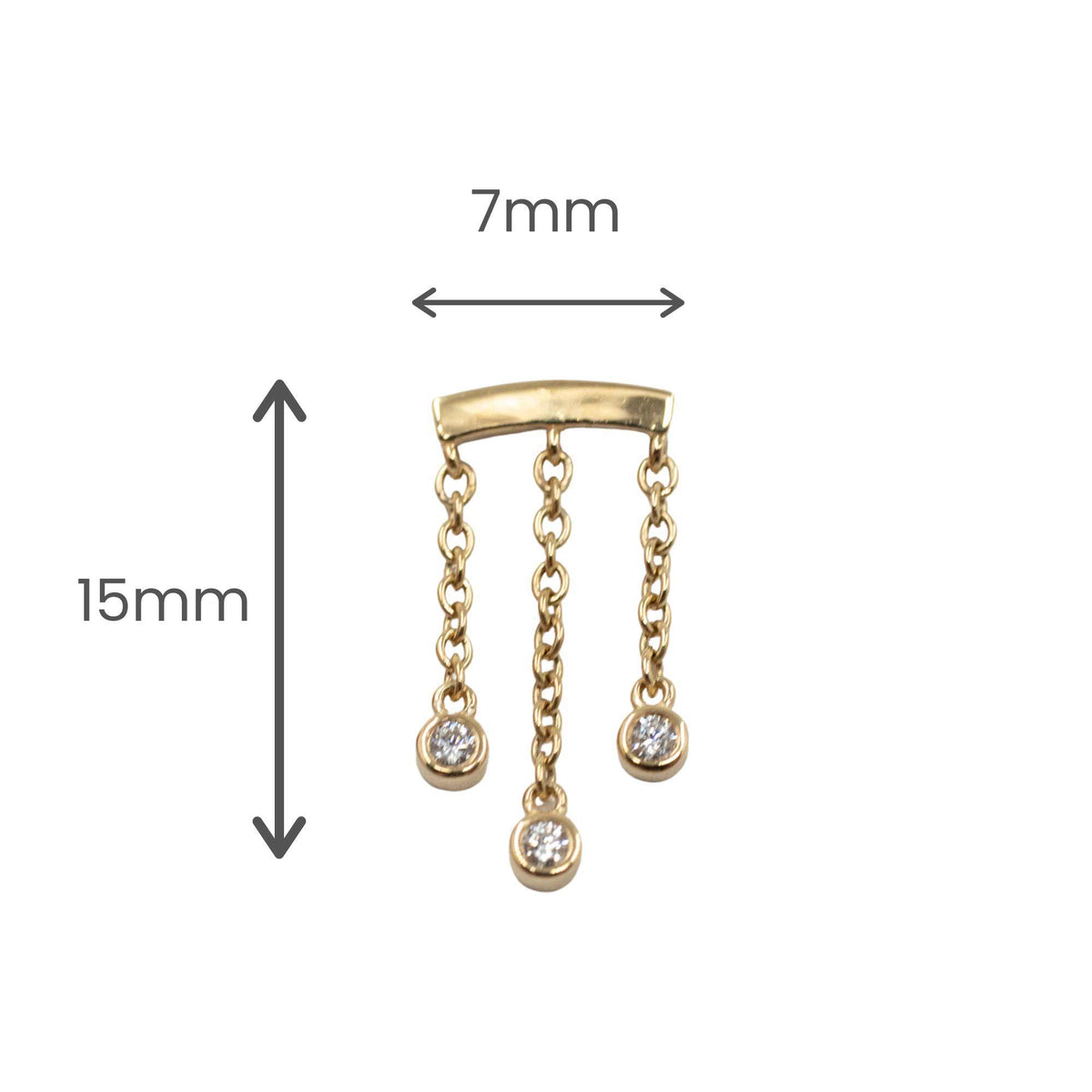 Yellow Gold Studs Triple Crystal Floating Helix Earring The Curated Lobe
