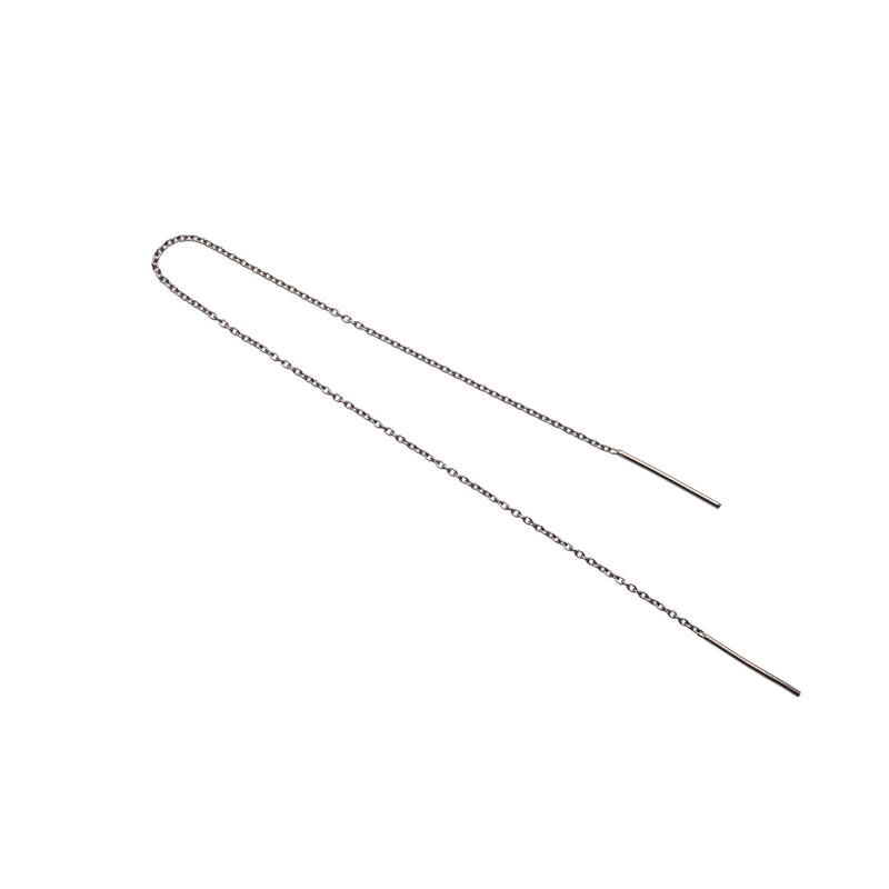 Gunmetal Threaders Ultra-Long Signature Threader Earrings The Curated Lobelobe