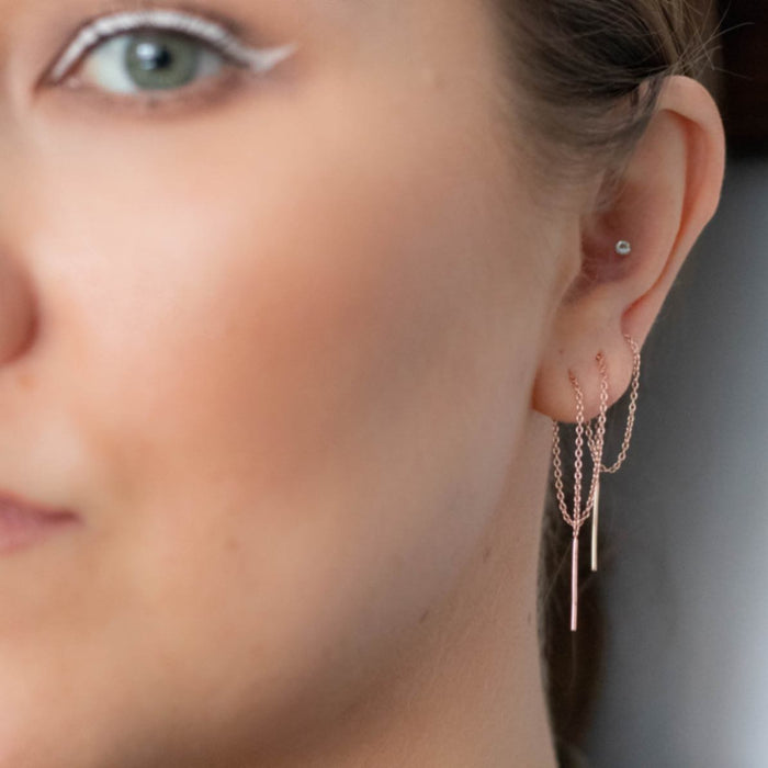 Yellow Gold Threaders Ultra-Long Signature Threader Earrings The Curated Lobelobe