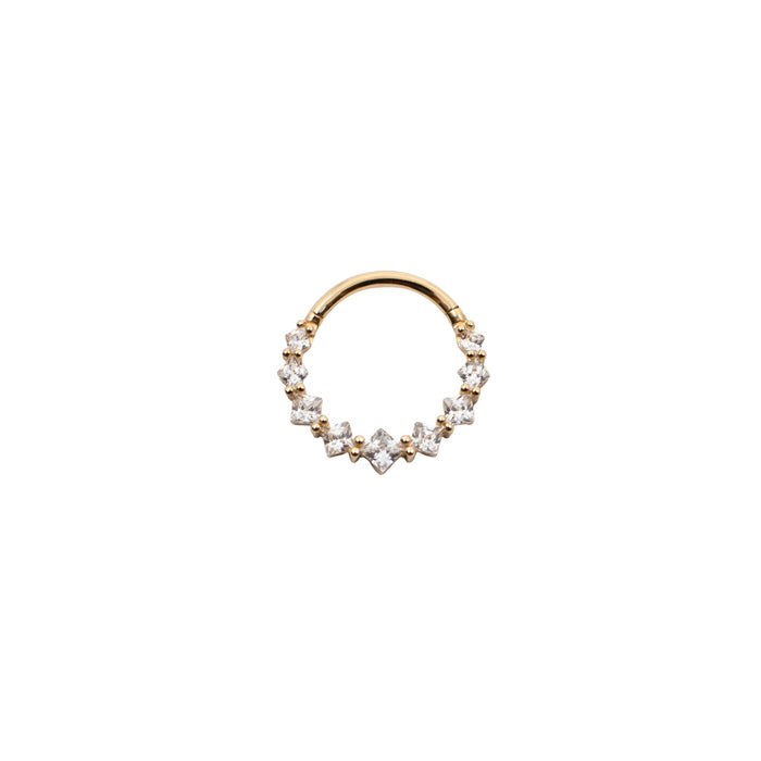 Yellow Gold Hoops White Crystal Clicker Hoop The Curated Lobe