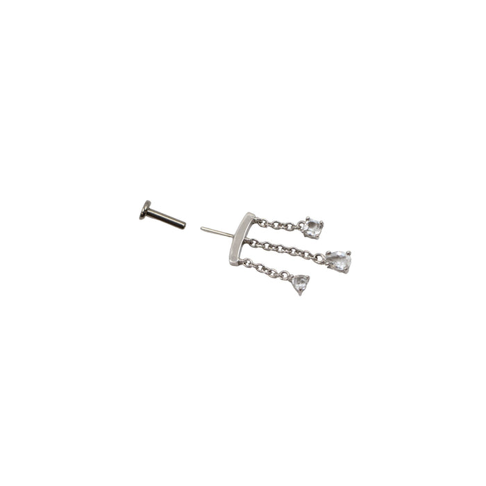 White Gold Studs White Topaz Triple Chain Vertical Helix Earring The Curated Lobe14k gold14k gold topcartilage